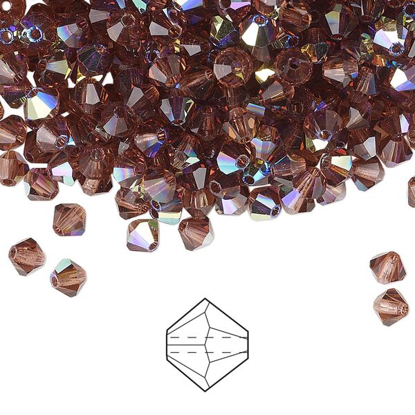 Bead 720pk light burgundy AB, Preciosa Czech crystal 4mm bicone image number 0