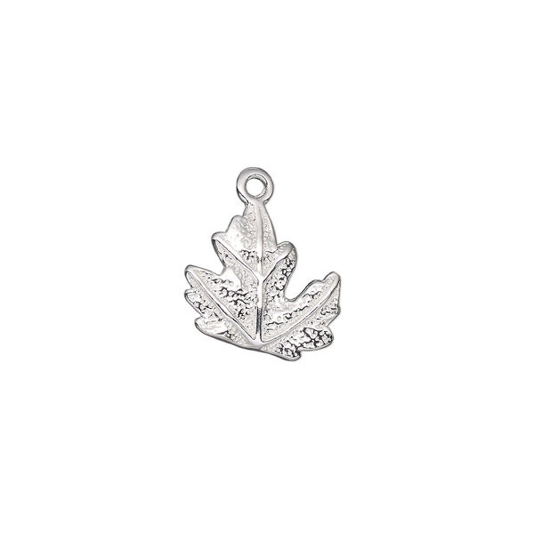 Charm, sterling silver, 11x10mm single-sided maple leaf. Sold individually. image number 0