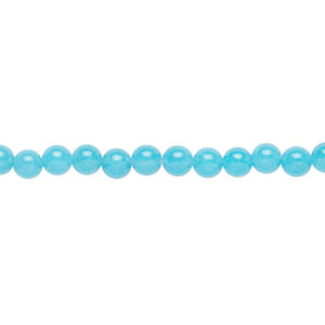 Quartz 1pkg1, round bead, 14 inch dark aqua blue 4-5mm