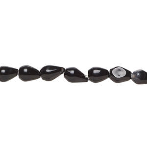 Black onyx 1pkg1, teardrop bead, 15 inch 6x5mm-8x5mm