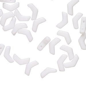Bead, Preciosa, Czech pressed glass, opaque white, 8.5x4.5mm double-drilled chevron. Sold per pkg of 30.