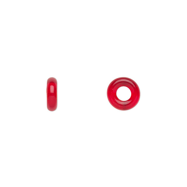 Bead, Czech pressed glass, light red, 8x2.5mm ring. Sold per pkg of 50. image number 0