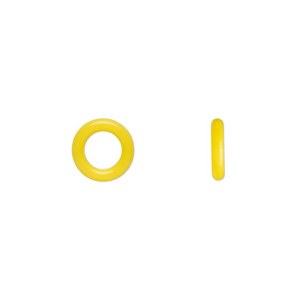 Component, Oh! Ring™, silicone, daffodil yellow, 10mm round with 6mm hole. Sold per pkg of 300. image number 0