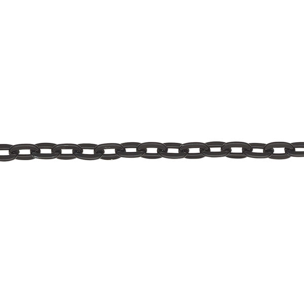 Chain, anodized aluminum, black, 3.1mm flat cable. Sold per pkg of 5 feet. image number 0