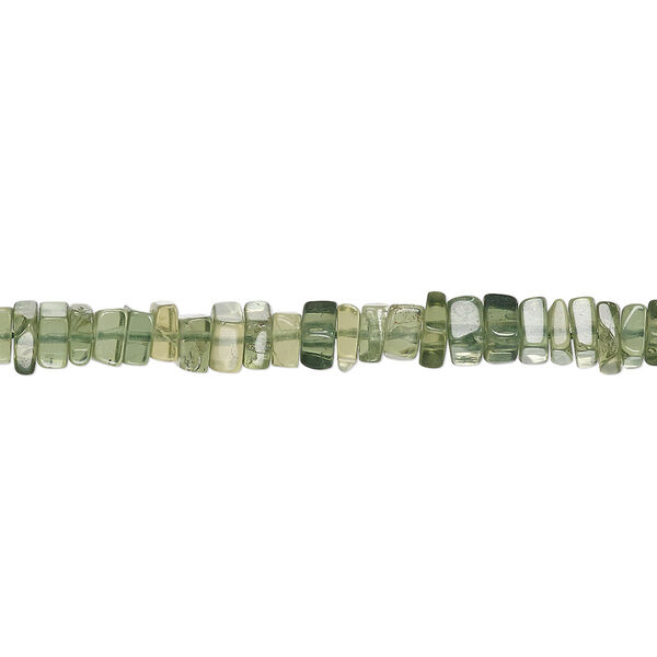 Bead, green apatite (natural), 4x1mm-5x2mm hand-cut square rondelle, B grade, Mohs hardness 5. Sold per 8-inch strand, approximately 95-150 beads. image number 0