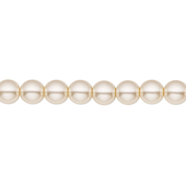 Bead, Czech pearl-coated glass druk, opaque beige, 6mm round. Sold per 15-1/2" to 16" strand. image number 0