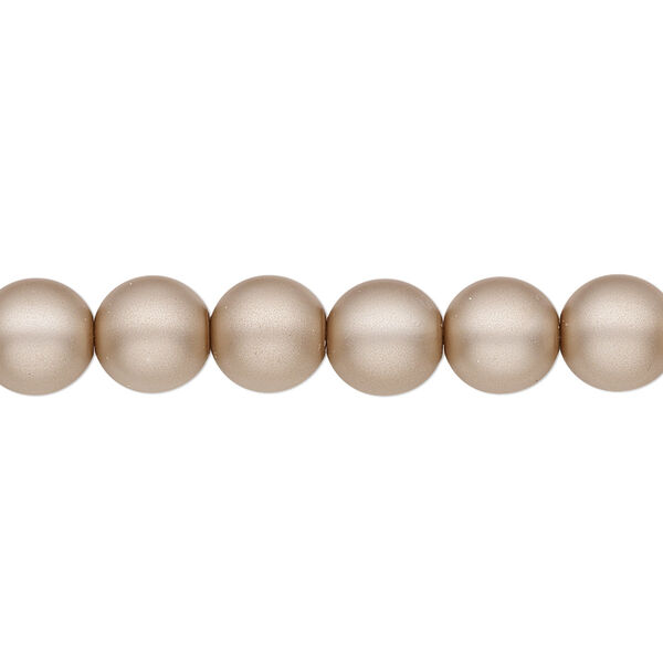 Bead, Czech pearl-coated glass druk, opaque matte sand, 8mm round. Sold per 15-1/2" to 16" strand. image number 0