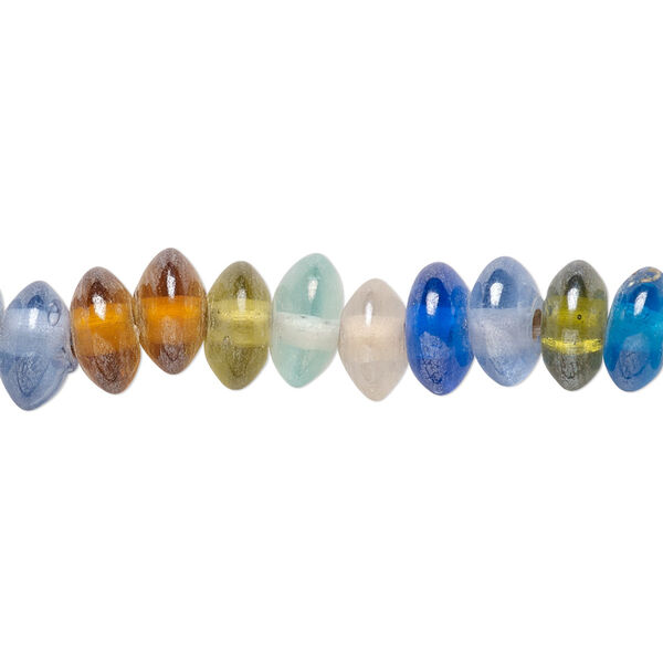 Bead, lampworked glass, translucent multicolored luster, 7x2mm-8x5mm rondelle. Sold per 15-1/2" to 16" strand. image number 0