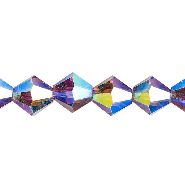 Bead 1pk translucent amethyst purple AB, Celestial Crystal® 10mm bicone 8 inch image number 0