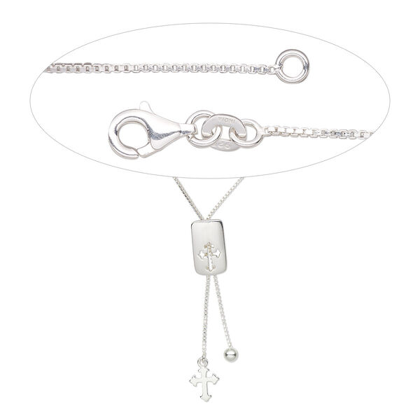 Necklace, Create Compliments®, sterling silver, adjustable from 16 to 20 inches. Sold individually. image number 0