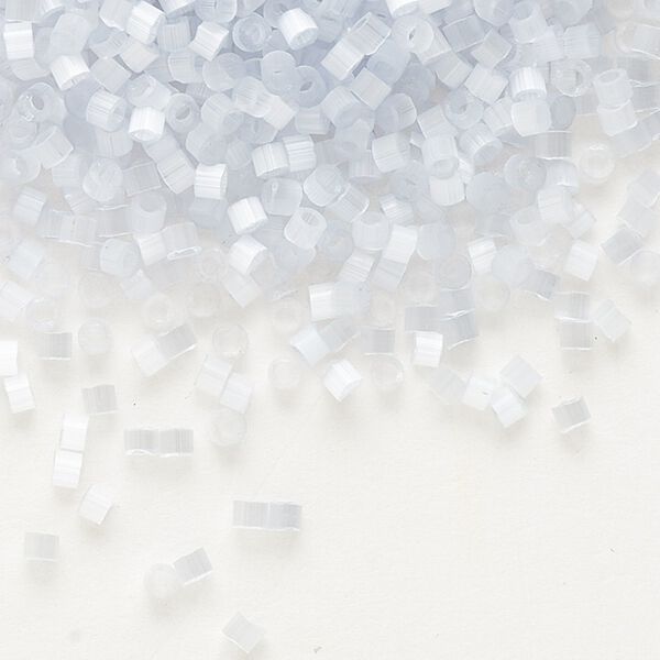 Seed bead, Delica®, glass, pkg/7.5g, #11 round, opaque silk satin glass enamel light grey (DB-0677). image number 0