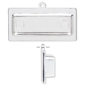 Focal, silver-plated "pewter" (zinc-based alloy), 35x17mm rectangle with 29x9mm non-calibrated rectangle setting. Sold individually.