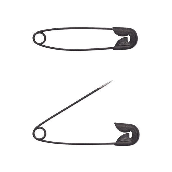 Safety pin, black-finished steel, 1 inch. Sold per pkg of 25. image number 0
