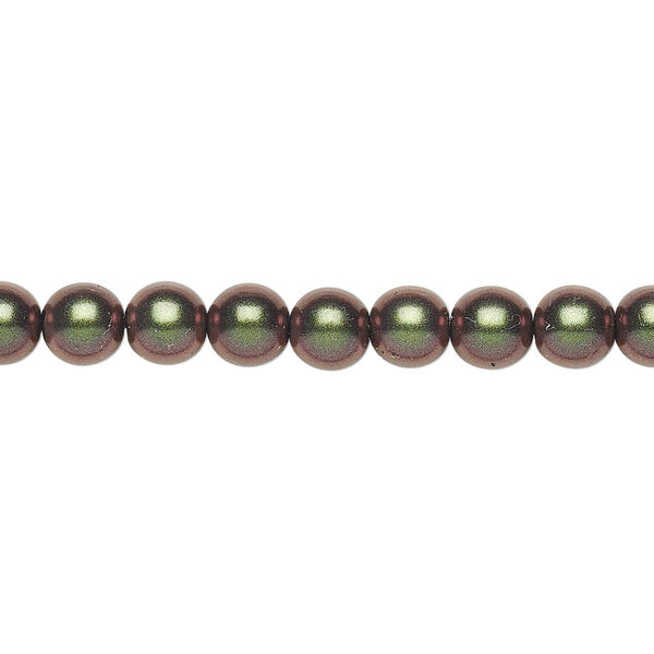 Bead, Czech glass druk, metallic green, 6mm round. Sold per 15-1/2" to 16" strand, approximately 65 beads. image number 0