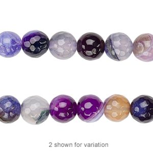 Agate 1pkg1, faceted round bead 14 inch 7-8mm