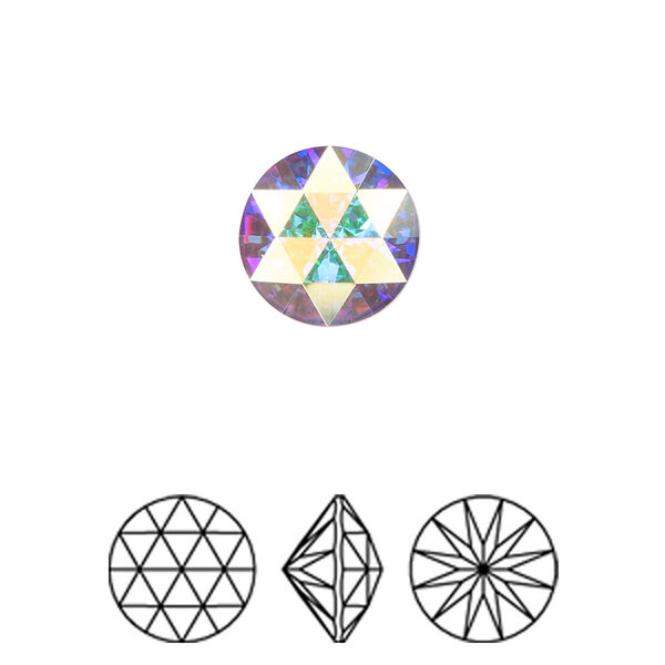 Round stone 72pk crystal AB foil back, Swarovski® 11.8mm rose cut round 1401 image number 0