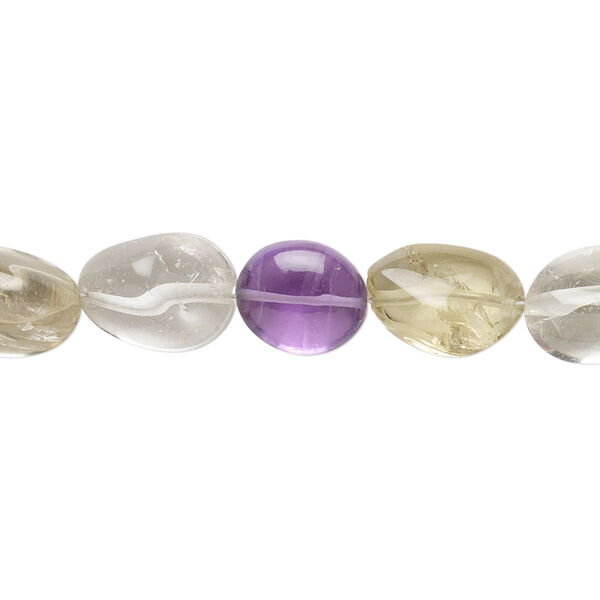 Bead, multi-gemstone (natural / dyed / heated / irradiated), 10x8mm-13x9mm hand-cut puffed oval, C+ grade, Mohs hardness 3 to 7. Sold per 8-inch strand. image number 0