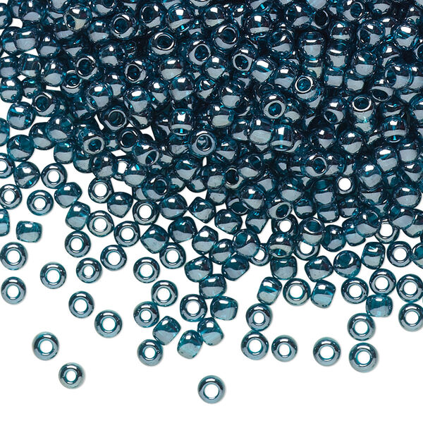 Seed bead, TOHO BEADS®, glass, pkg/50g, #8 round, translucent luster teal (TR-08-108BD). image number 0