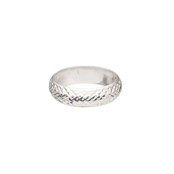 Ring, sterling silver, 6mm wide with diamond-cut cross-hatched design, size 9. Sold individually. image number 0