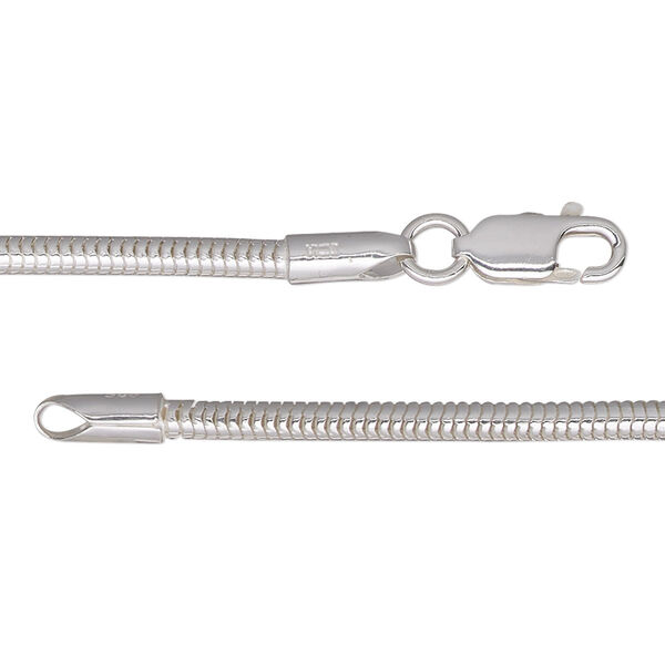 Dione® Easy-On Chain, sterling silver, 2.4mm snake, 8-1/2 inches with lobster claw clasp. Sold individually. image number 0