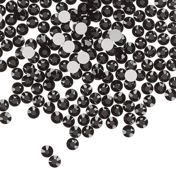 Flat back, Dance With Me™ crystal rhinestone, jet, foil back, 3-3.2mm rose, SS12. Sold per pkg of 144 (1 gross). image number 0