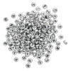 Bead mix, acrylic, opaque silver and black, 7mm double-sided flat round with alphabet letters. Sold per pkg of 200. image number 1
