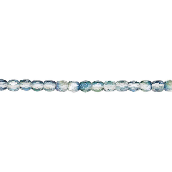 Bead, Czech fire-polished glass, green and teal, 3mm faceted round. Sold per pkg of 1,200 (1 mass). image number 0