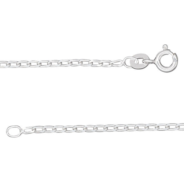Chain, sterling silver, 1.7mm diamond-cut long curb, 24 inches. Sold individually. image number 0