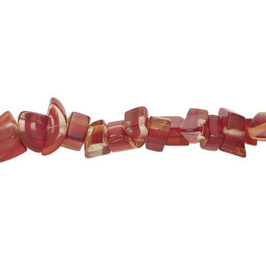 Bead, glass 1pkg1, translucent cherry, small to extra-large chip, 30-inch strand.