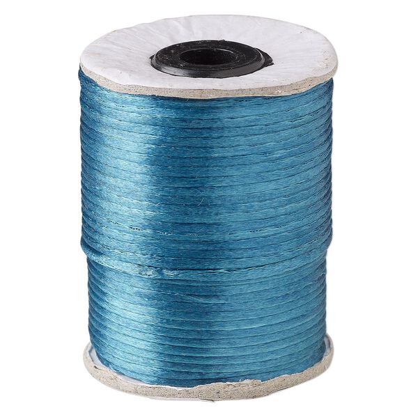 Cord, Satinique™, satin, teal, 2mm. Sold per 200-foot spool. image number 0