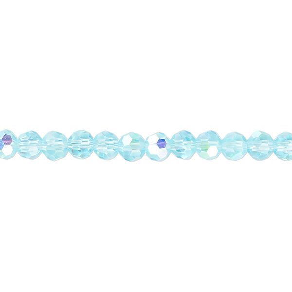 Bead 1pk 32 facets translucent turquoise blue AB, Celestial Crystal® 4mm round 15.5-16 inch image number 0