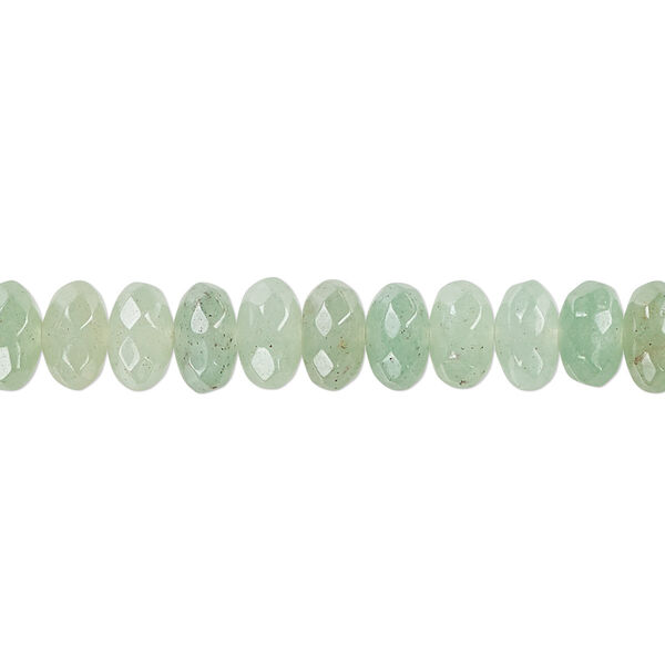Bead 1pkg1 green aventurine, 8x5mm faceted rondelle B grade, 15.5-16 inch natural light to medium image number 0