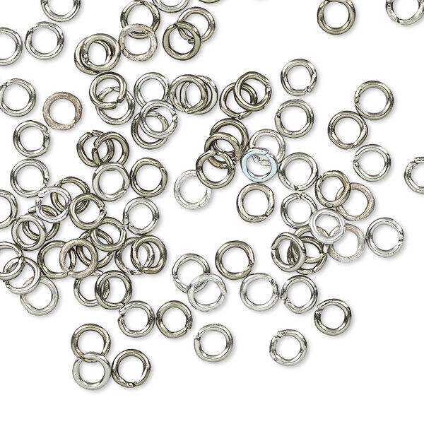 Jump ring, anodized aluminum, metallic grey, 4mm round, 2.4mm inside diameter, 20 gauge. Sold per pkg of 100. image number 0