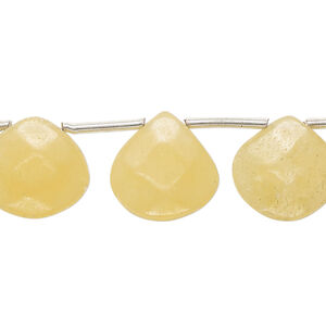 Bead, calcite (waxed), 15x15mm-17x17mm hand-cut top-drilled puffed faceted teardrop, B- grade, Mohs hardness 3. Sold per pkg of 9 beads.