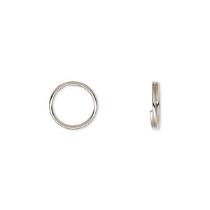 Split ring, imitation nickel-finished steel, 10mm round with 8.5mm inside diameter. Sold per pkg of 1,000.