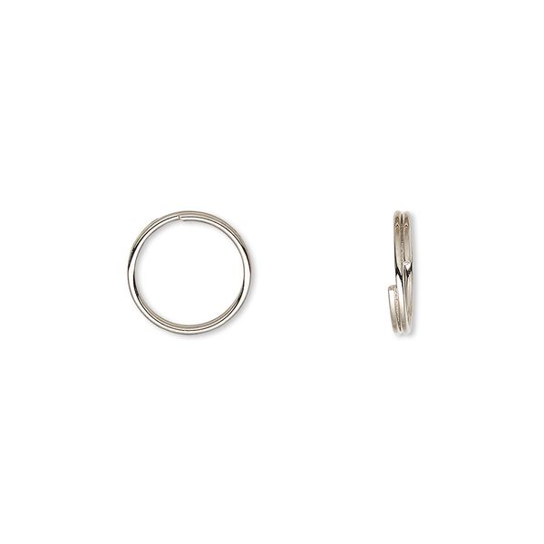 Split ring, imitation nickel-finished steel, 10mm round with 8.5mm inside diameter. Sold per pkg of 1,000. image number 0