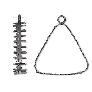 Drop, gunmetal-finished brass, 25.5x25.5x25.5mm triangle with open back and decorative trim, 23x23x23mm triangle bezel. Sold per pkg of 4.