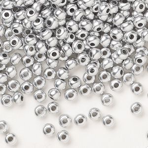 Seed bead, Preciosa Ornela Czech glass, pkg/50g, #6 rocaille, opaque soft silver metallic alabaster, (01700).