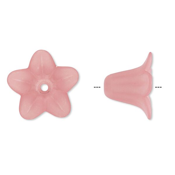 Component, acrylic, translucent frosted pink, 17x12mm flower. Sold per pkg of 100. image number 0