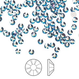Flat back 1440pk denim blue AB foil back, Preciosa MAXIMA Czech crystal hotfix rhinestone 3-3.2mm chaton rose round SS12