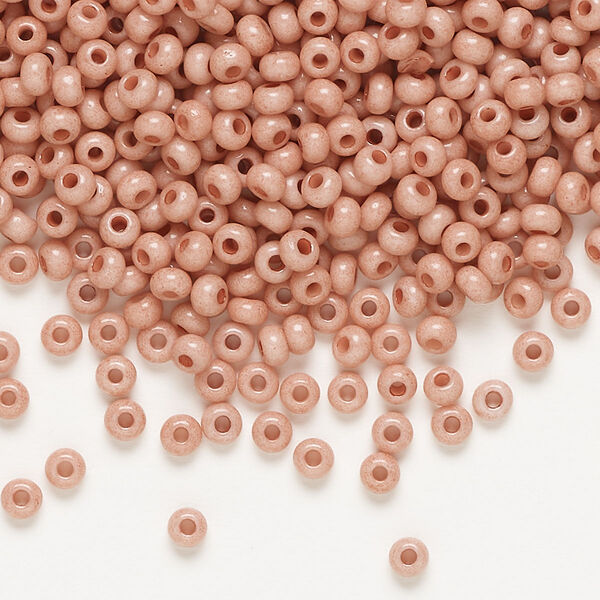 Seed bead, Preciosa Ornela Czech glass, pkg/50g, #8 rocaille, opaque terra dyed rose chalkwhite, (07331). image number 0