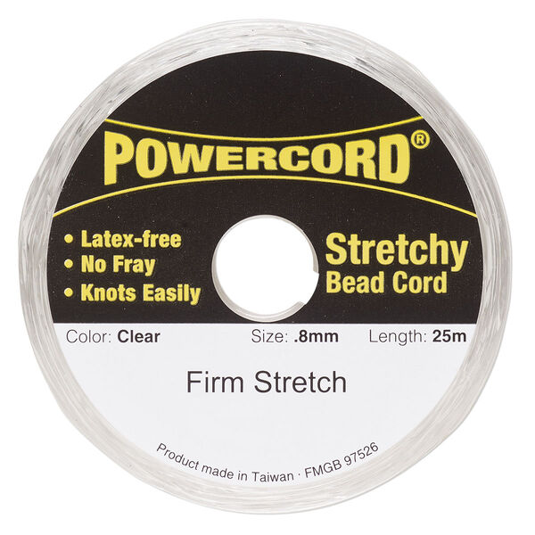 Cord, Powercord®, elastic, clear, 0.8mm, 8.5 pound test. Sold per 25-meter spool. image number 0