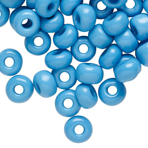 Seed bead, glass, pkg/50g, #3 chalk pony, opaque aqua blue. image number 0