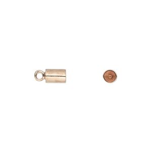 Cord end, glue-in, copper-plated brass, 6x4mm, approximately 3.5mm inside diameter. Sold per pkg of 20.