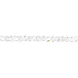 Bead 1pk 16 facets translucent clear AB, Celestial Crystal® 3mm bicone 15.5-16 inch