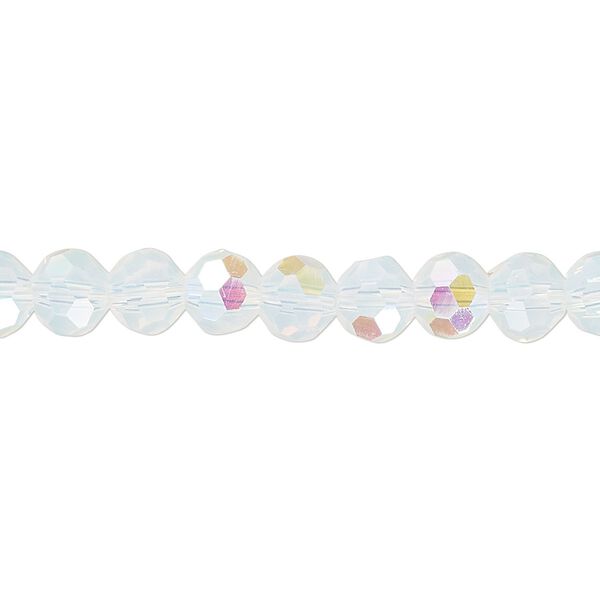 Bead 1pk 32 facets clear translucent frosted AB, Celestial Crystal® 6mm round 15.5-16 inch image number 0