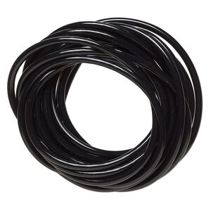 Cord, silicone, black, 3mm round. Sold per pkg of 10 feet.