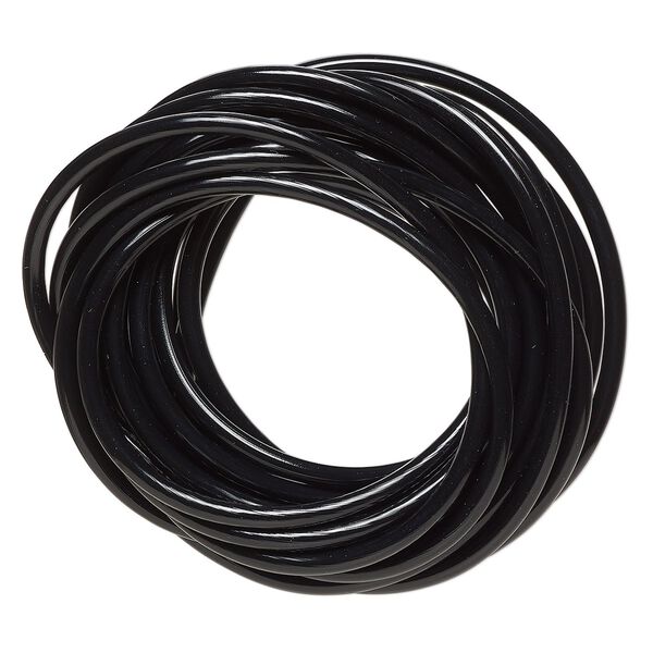 Cord, silicone, black, 3mm round. Sold per pkg of 10 feet. image number 0