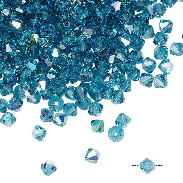 Bead 144pk indicolite AB, Preciosa Czech crystal 4mm bicone image number 0