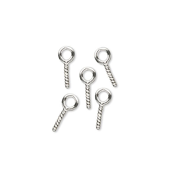 Screw eye, fine silver, 6mm peg with 4mm loop. Sold per pkg of 5. image number 0